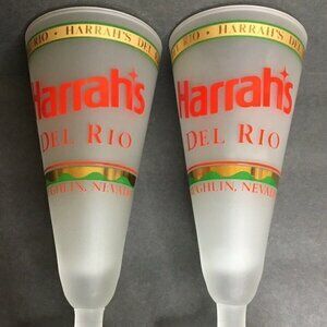 𝅺viva Harrahs Del Rio Hotel Casino Frosted Cocktail Glasses